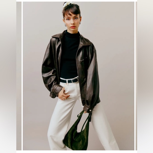 Reformation Veda Marco leather oversized jacket xs pit stop - Picture 2 of 8